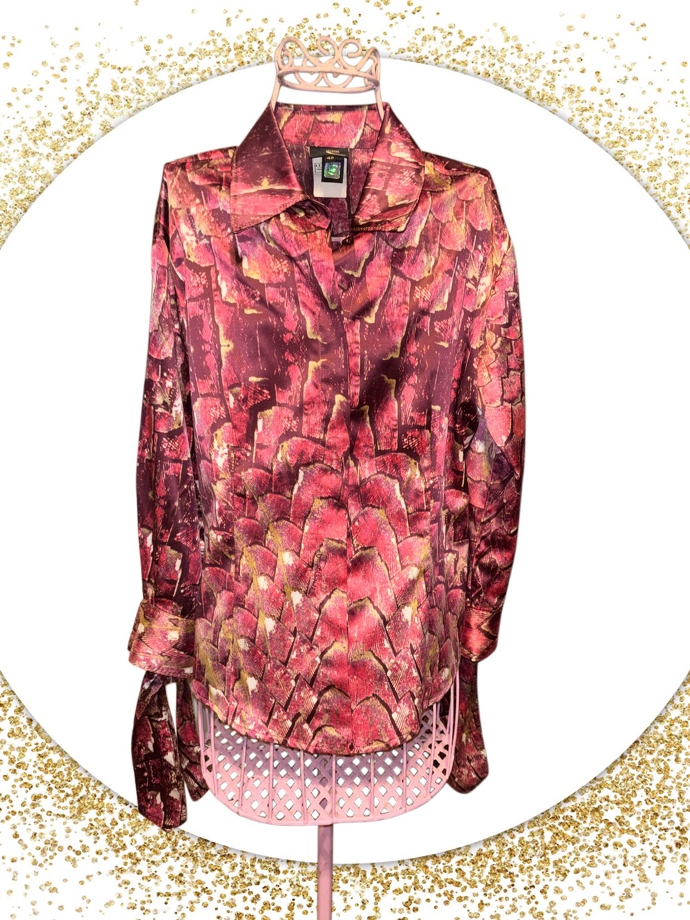 Just Cavalli Pink Snakeskin top with tie details